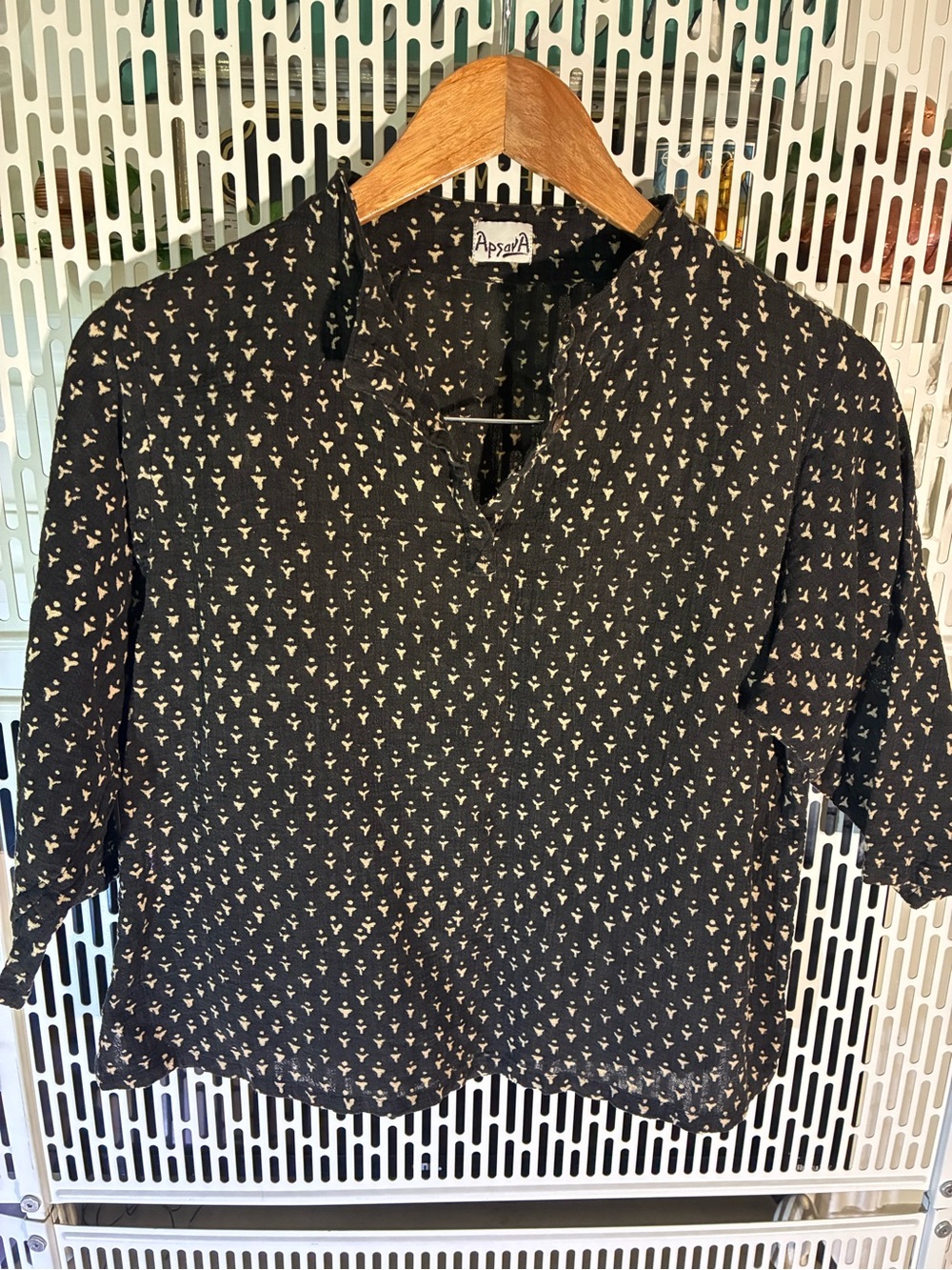 Apsara Black Printed V-Neck Tunic Top